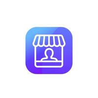 ícone de vendedor ou linha de vendedor para aplicativos vetor