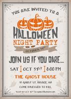 Convite de festa de noite de Halloween com design assustador de abóboras vetor