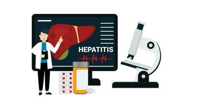 médico diagnóstico do hepatite, Câncer, cirrose e hepatite. vetor plano ilustração