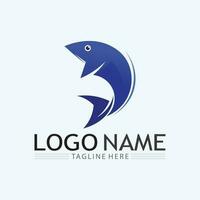 modelo de logotipo de design de ícone abstrato de peixe, símbolo de vetor criativo do clube de pesca ou loja online.