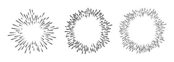 3 mão desenhado starburst rabisco explosão vetor ilustração conjunto isolado em branco fundo.