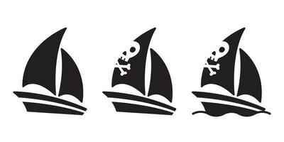 barco vetor pirata navio ícone logotipo crânio ossos cruzados barco a vela iate desenho animado âncora leme símbolo náutico marítimo papel de parede ilustração