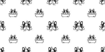 cachorro desatado padronizar francês buldogue vetor chuveiro banho borracha Pato cachecol isolado repetir papel de parede telha fundo desenho animado ilustração branco rabisco