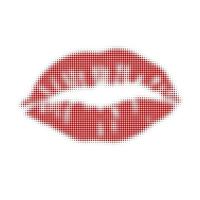 lábio feminino impressão isolado vetor meio-tom realista imagem ar beijo batom vermelho