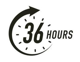 36 horas cronômetro vetor símbolo Preto cor estilo