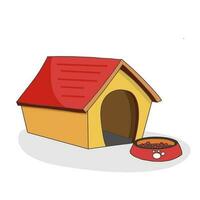esvaziar cachorro casa com prato para cachorro refeição. vetor plano desenho animado estilo.