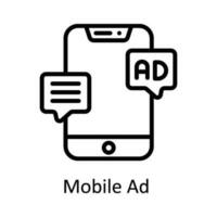 Móvel de Anúncios vetor esboço ícone Projeto ilustração. digital marketing símbolo em branco fundo eps 10 Arquivo