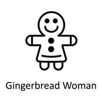 Pão de gengibre mulher vetor esboço ícone Projeto ilustração. Comida e bebidas símbolo em branco fundo eps 10 Arquivo