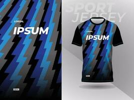 azul Preto camisa esporte jérsei brincar modelo Projeto para futebol, futebol, corrida, jogos, motocross, ciclismo, e corrida vetor