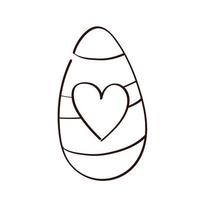 ovo de páscoa pintado com estilo de linha de coração vetor