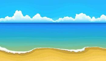 mar de praia com nuvens em horizonte vetor
