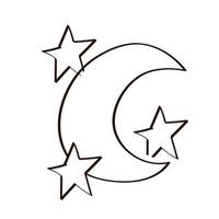 ícone de estilo de linha mágica de lua e estrelas vetor