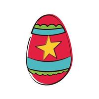 ovo de páscoa pintado com estilo de desenho à mão de estrela vetor