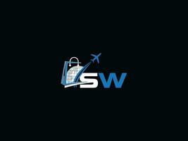 alfabeto sw viagem logotipo, criativo global ar sw viagem logotipo ícone vetor
