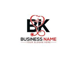 minimalista remédio bk logotipo símbolos, coração clínica bk médicos logotipo vetor