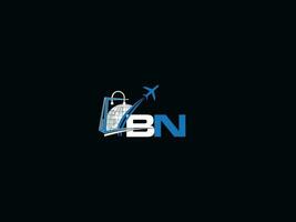 carta bn logotipo ícone, inicial minimalista bn viagem logotipo símbolo vetor