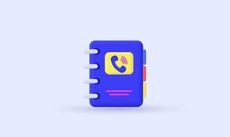 vetor 3d ícone azul telefone livro símbolos isolado em fundo