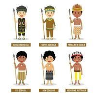 desenhos animados do vários tribos dentro a mundo vetor
