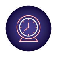relógio de ponto relógio ícone de estilo luz de néon vetor