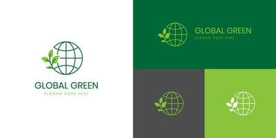natureza globo e terra folha logotipo ícone projeto, planeta terra com plantar gráfico elemento, símbolo, placa para verde terra dia conceito logotipo modelo vetor