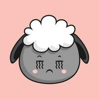 ovelha chorando face desenho animado cabeça ovelha adesivo vetor