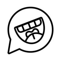 Balão de fala com boca maluca ícone de estilo de linha de riso vetor