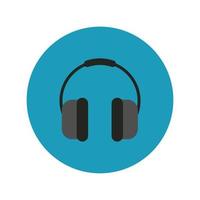 bloco de áudio de fones de ouvido e ícone de estilo simples vetor