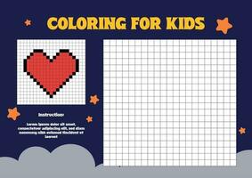 plano Projeto vetor pixel coloração para crianças planilha página imprimível