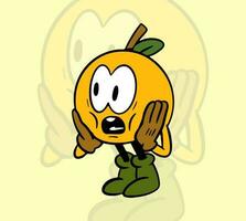 laranja fruta retro mascote ilustração vetor