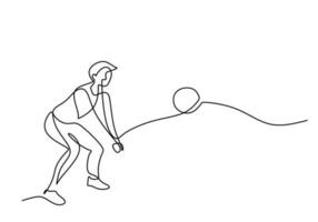 de praia voleibol 1 linha desenhando contínuo mão desenhado esporte tema vetor