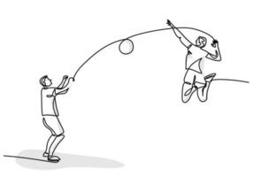 voleibol jogador contínuo linha desenho, esporte jogos mão desenhado vetor