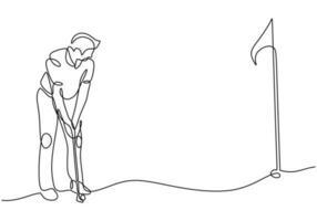 esporte ilustração do golfe jogador. contínuo 1 linha desenhando vetor