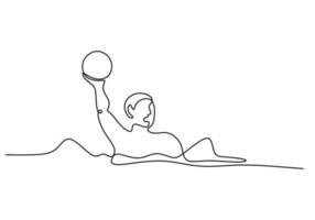 água pólo bola 1 linha desenhando contínuo mão desenhado esporte tema vetor