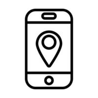 smartphone com ícone de estilo de linha de localização de ponteiro de pino vetor