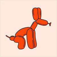 vermelho desenho animado balão sentado cachorro vetor