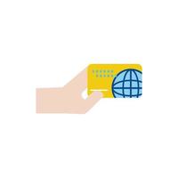 mão com ícone de estilo simples de dinheiro de cartão de crédito vetor