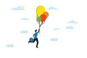 empreendedor liberdade para sucesso, o negócio vetor ilustração. homem de negocios segurando vôo balão para o negócio sucesso. o negócio competitivo vantagem para ganhar estratégia e sucesso conceito.