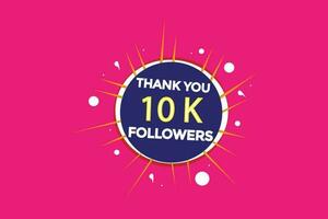 obrigado você 10k.seguidores social mídia, colorido, seguidores dourado linha bandeira, celebração vetor