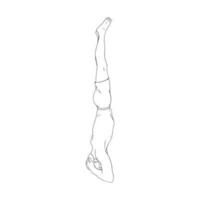 iogue homem dentro headstand ou shirshasana. ioga mão ficar de pé para força melhoria. esboço vetor ilustração