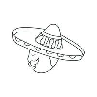 vetor ilustração mexicano dentro Sambrero dentro rabisco estilo