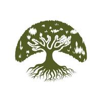 raiz folha família árvore do vida carvalho banyan bordo carimbo foca emblema rótulo logotipo vetor