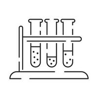 química e laboratório relacionado linha ícone. Ciência e científico equipamento linear ícone. laboratório e experimentar esboço vetor placa biologia. teste instrumentos.