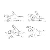 conjunto mão coleção desenhado gesto esboço vetor ilustração linha arte