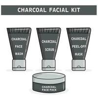 carvão facial kit mão desenhado ilustração livre vetor