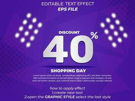 30 por cento texto efeito tipografia, 3d texto. vetor modelo