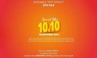10.10 compras dia aniversário texto efeito, 3d texto, editável para comercial promoção vetor