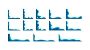coleção vetor do abstrato azul onda ondulado canto fronteira decoração quadro, Armação