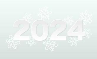 a ano 2024 vetor monocromático título ilustração com flocos de neve em a abstrato fundo.