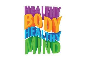 3d citar Projeto sobre saúde - saudável corpo saudável mente vetor