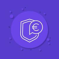 seguro dinheiro linha ícone com euro vetor